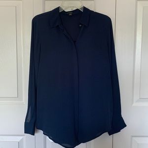 Ann Taylor Blouse/Shirt - Size M - Navy Blue
